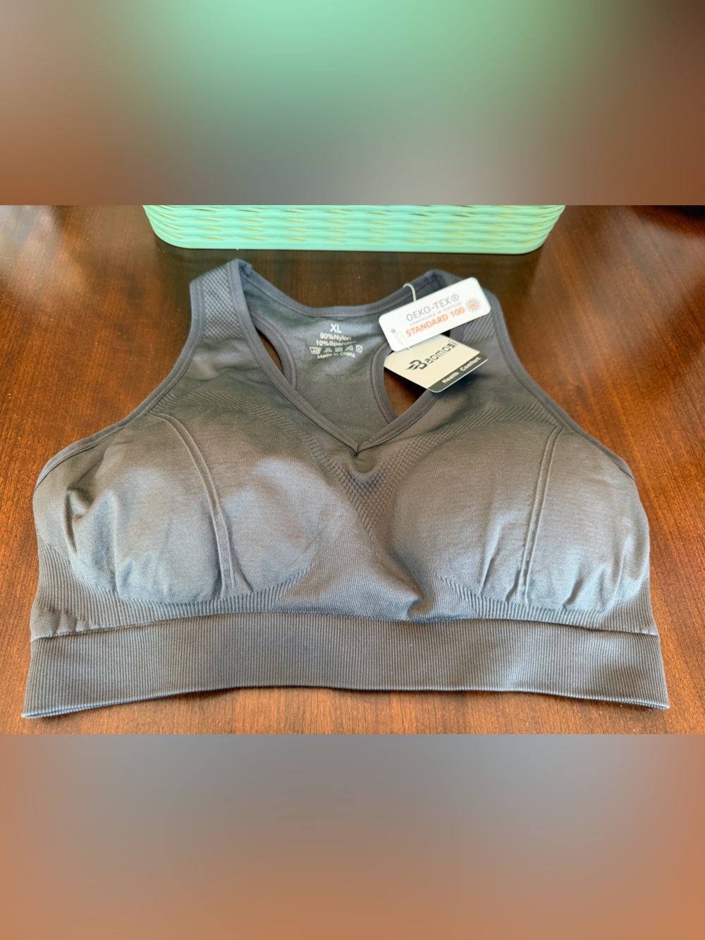 Baomosi Women Racerback Sports Bra SX X-LARGE Charcoal Gray NWT